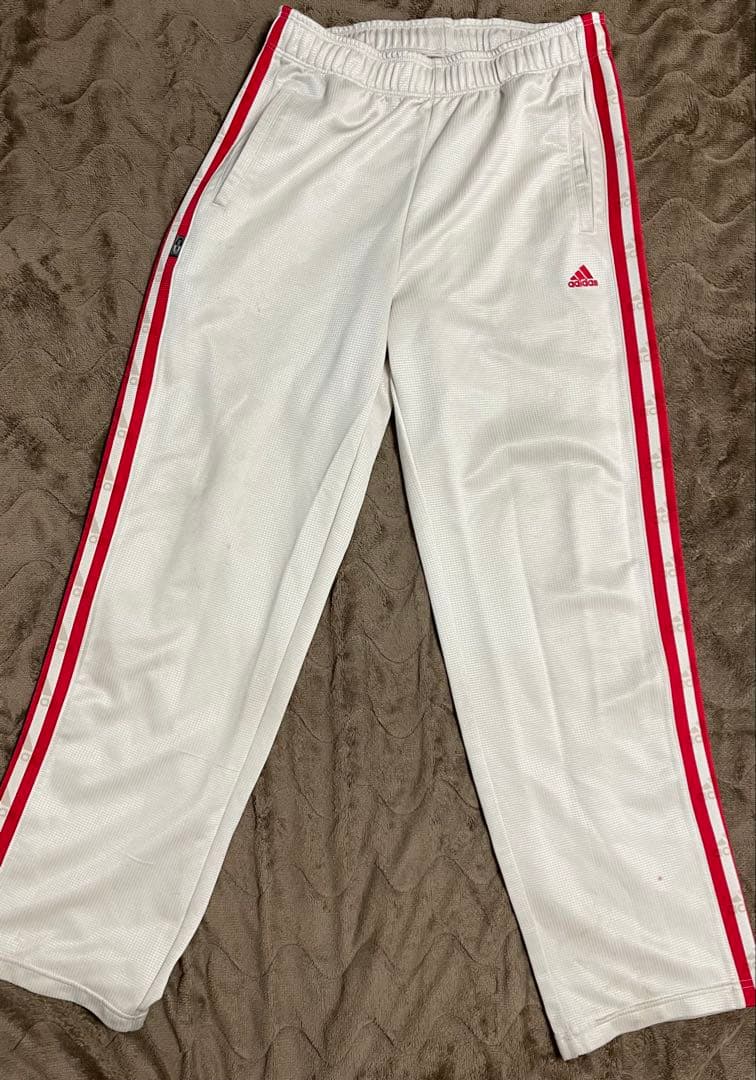 adidas アディダス ジャージ 上下セット ホワイト×レッド Mセットアップ