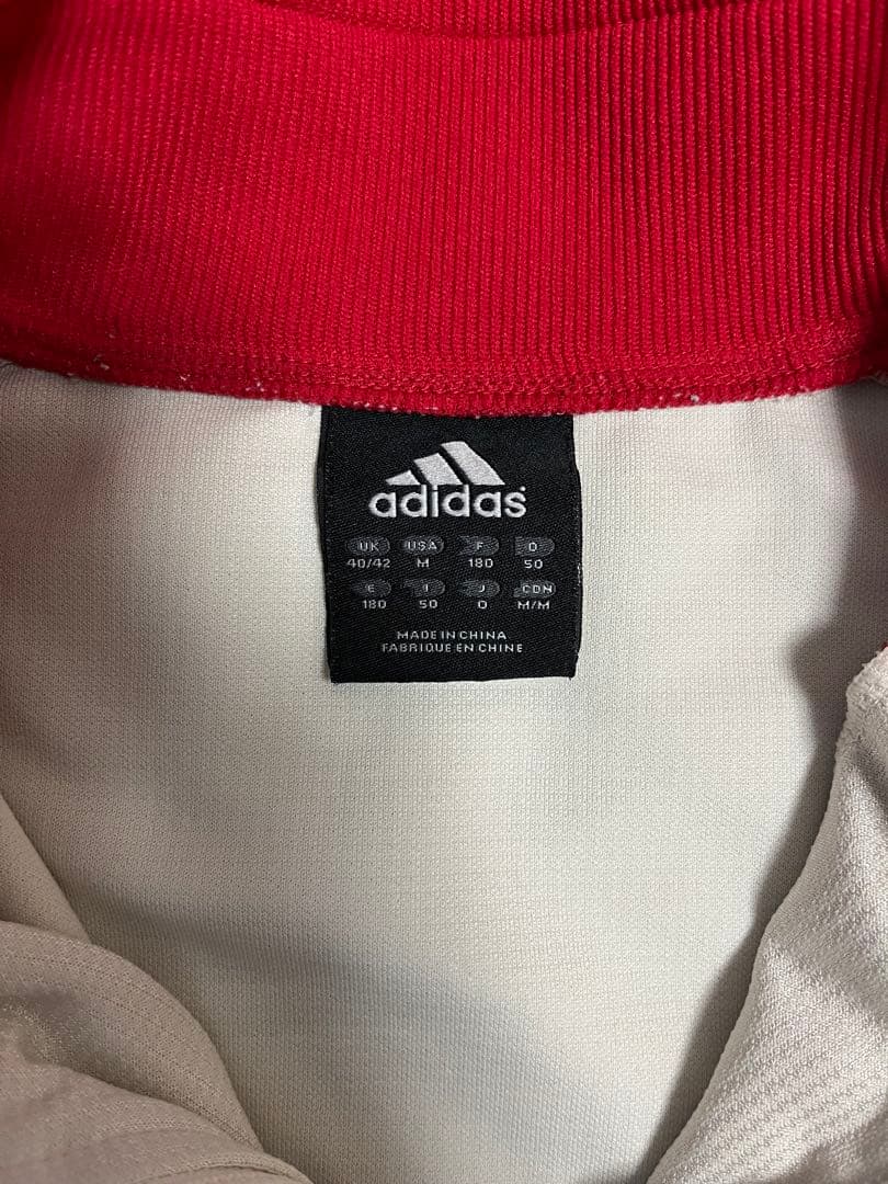 adidas アディダス ジャージ 上下セット ホワイト×レッド Mセットアップ