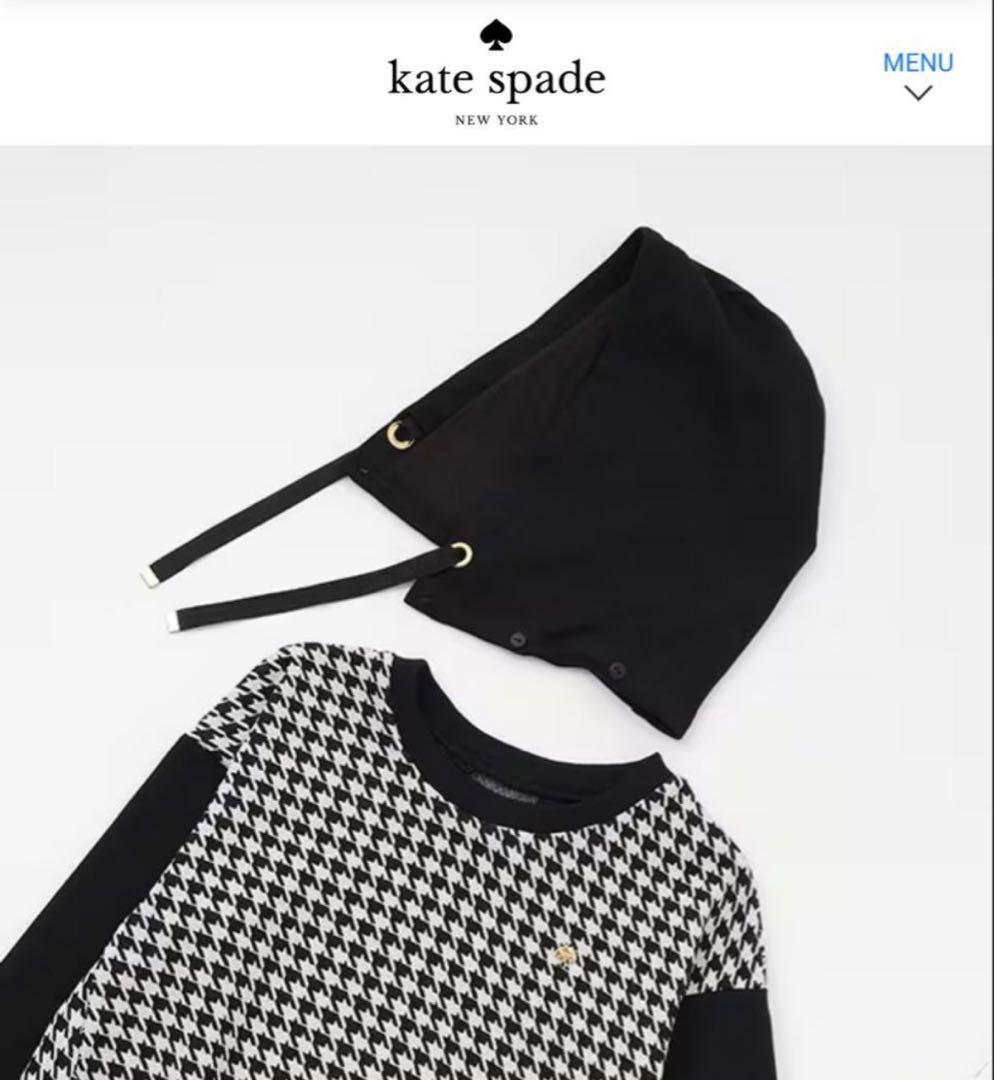 【ケイトスペード】150 ❤︎新品未使用❤︎ 千鳥フードワンピース 黒