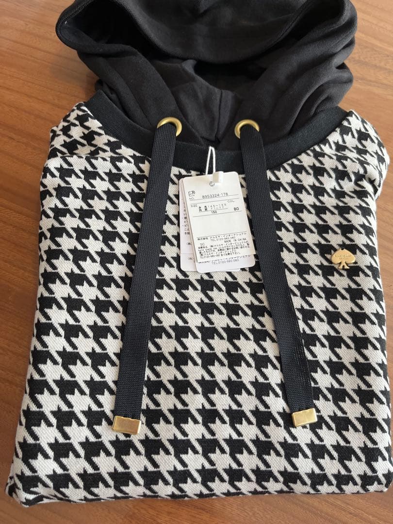 【ケイトスペード】150 ❤︎新品未使用❤︎ 千鳥フードワンピース 黒