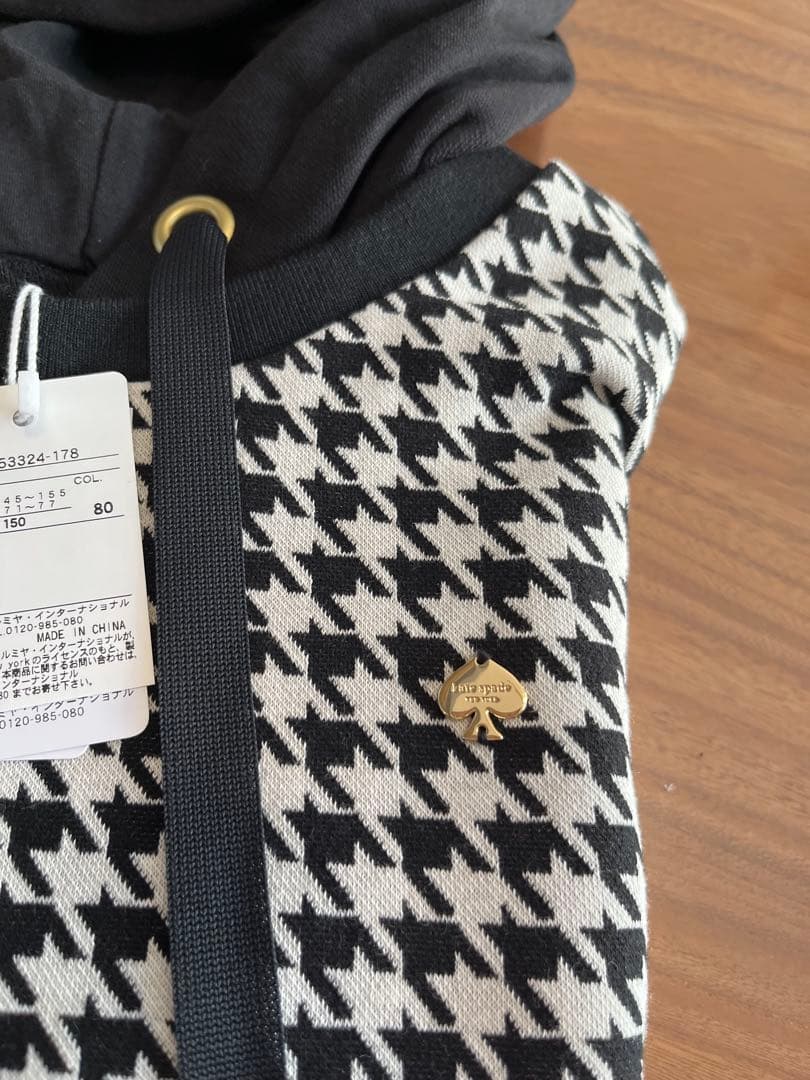 【ケイトスペード】150 ❤︎新品未使用❤︎ 千鳥フードワンピース 黒