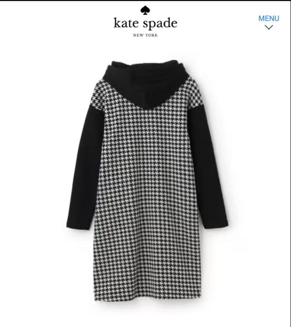 【ケイトスペード】150 ❤︎新品未使用❤︎ 千鳥フードワンピース 黒