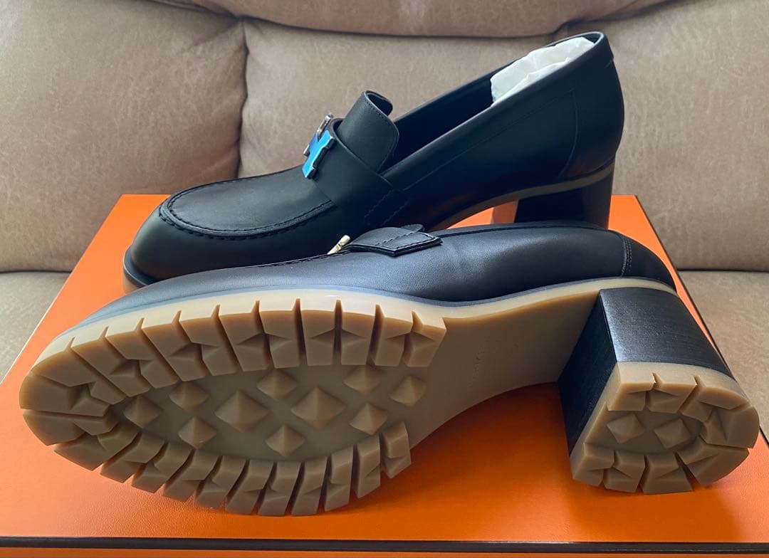 HERMESパンプス《フォック》60黒シルバー金具新品未使用