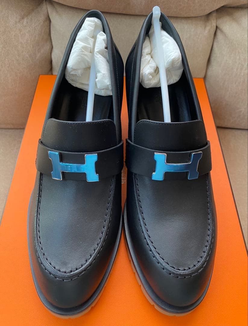 HERMESパンプス《フォック》60黒シルバー金具新品未使用