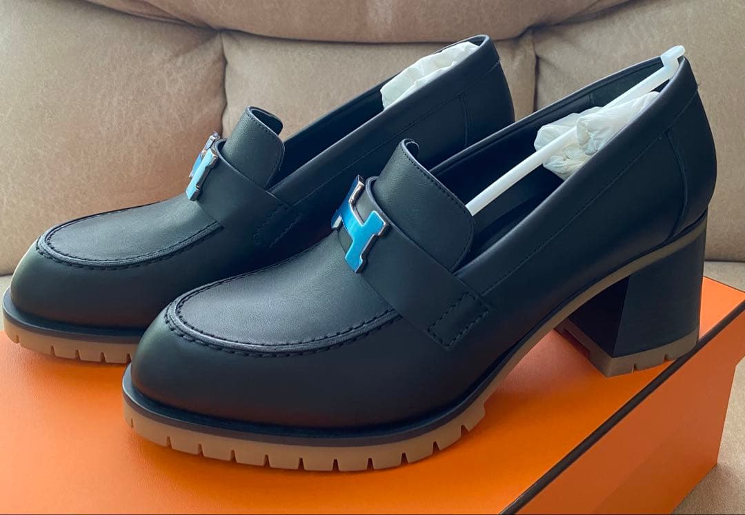 HERMESパンプス《フォック》60黒シルバー金具新品未使用