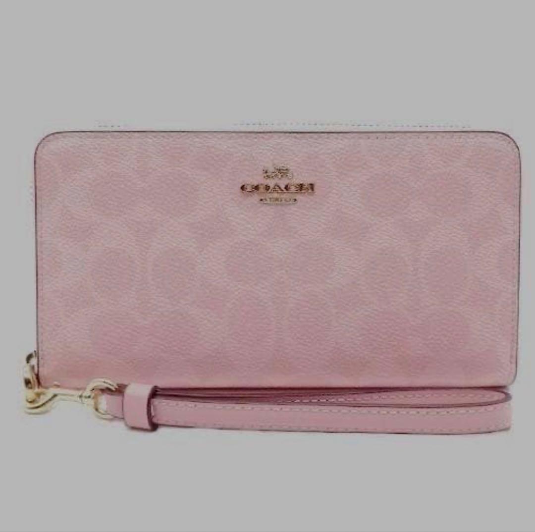 コーチ COACH 財布 長財布 新作 新品 シグネチャーパウダーピンク