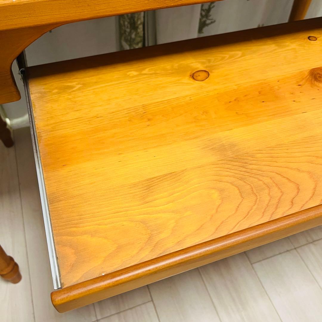 アンティーク風 木製デスク キーボードスライダー付き 学習机 PCデスク