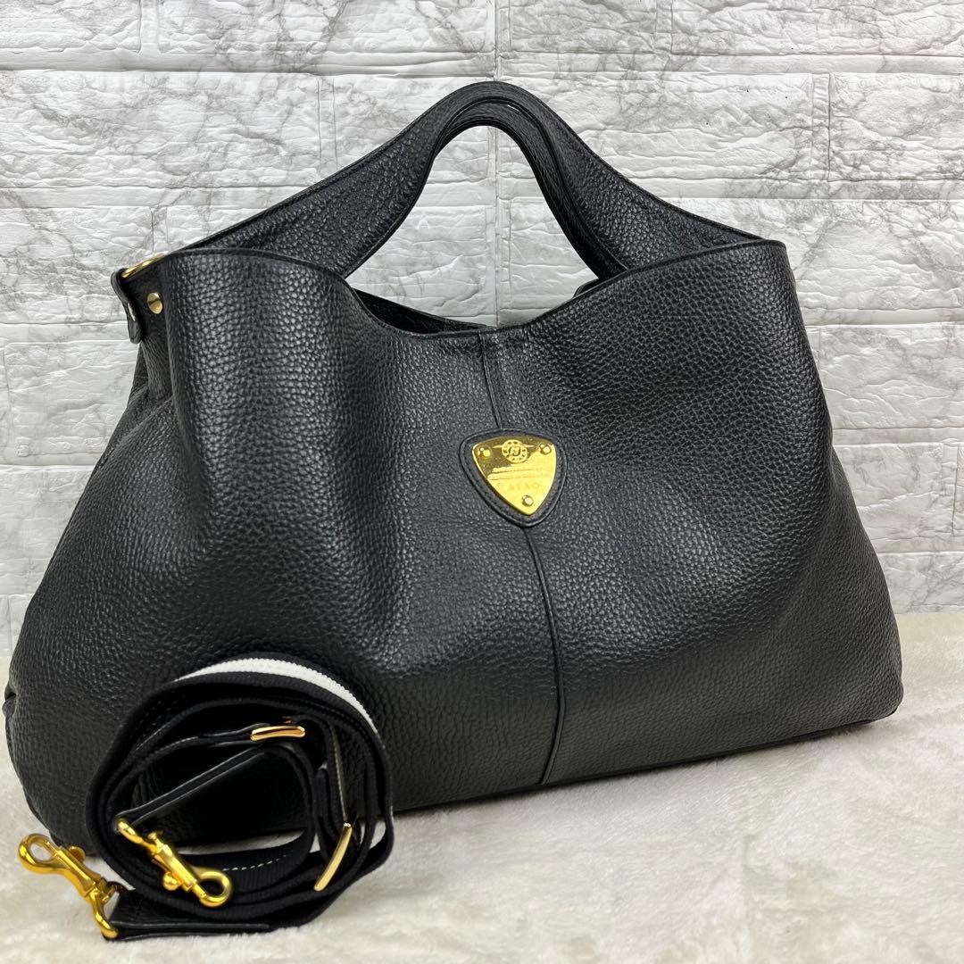【極美品】 ATAO アタオ エルヴィ 2way ショルダーバッグ 黒 レザー