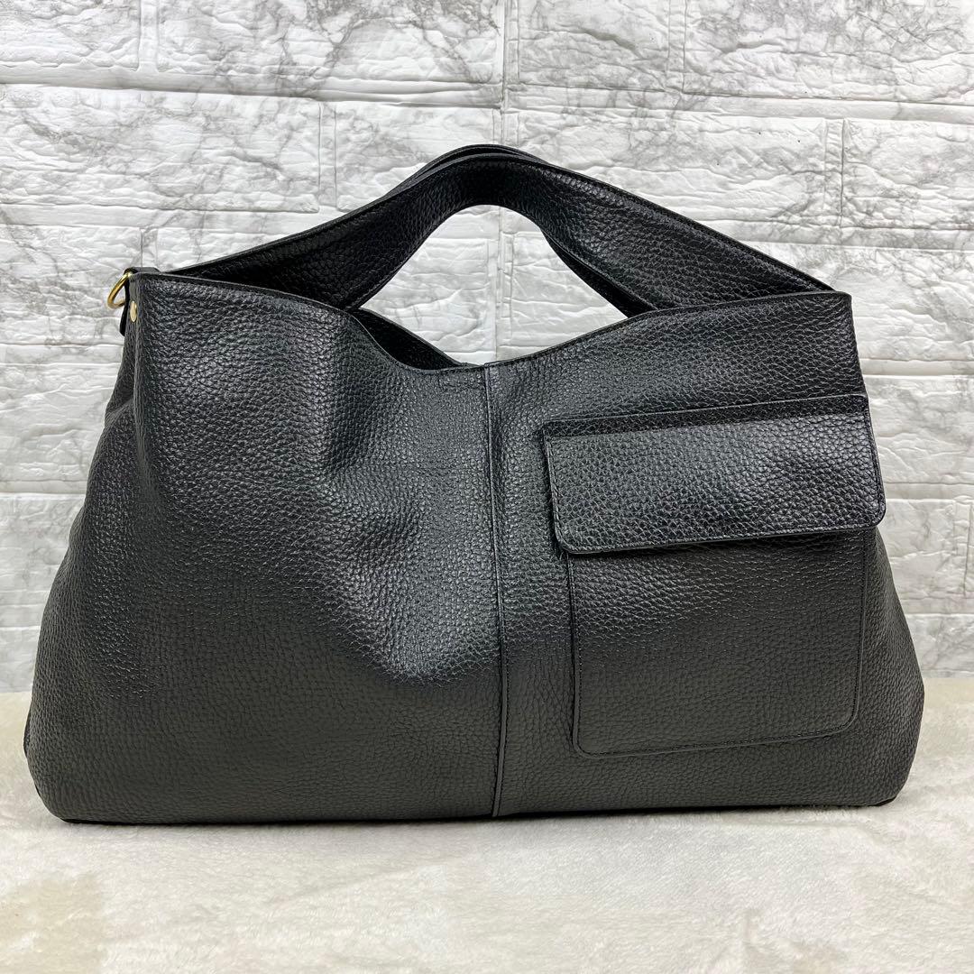 【極美品】 ATAO アタオ エルヴィ 2way ショルダーバッグ 黒 レザー