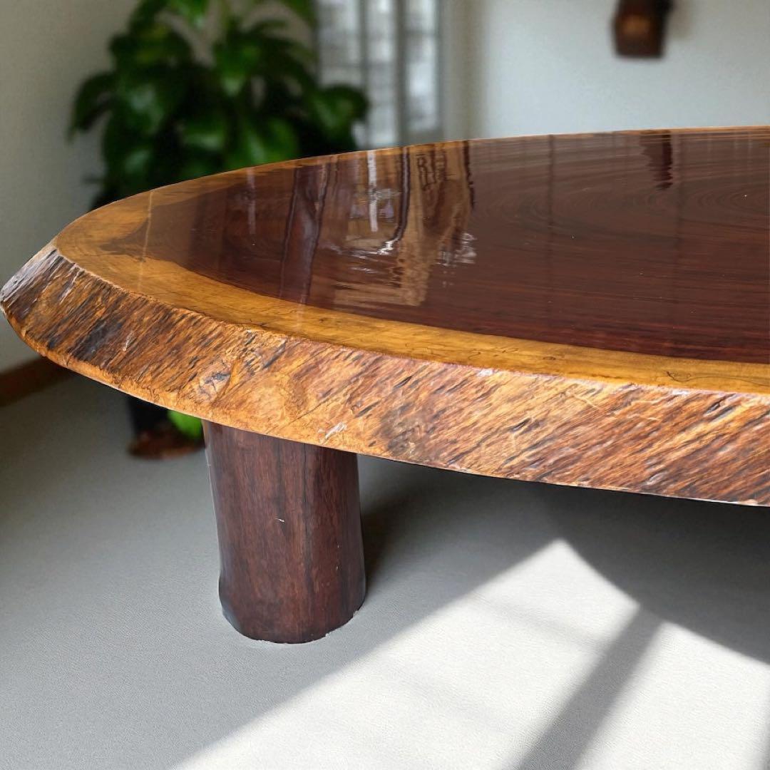 花梨✨一枚板テーブル 高級無垢材 ローテーブル 座卓 和モダン 天然木 鏡面仕上
