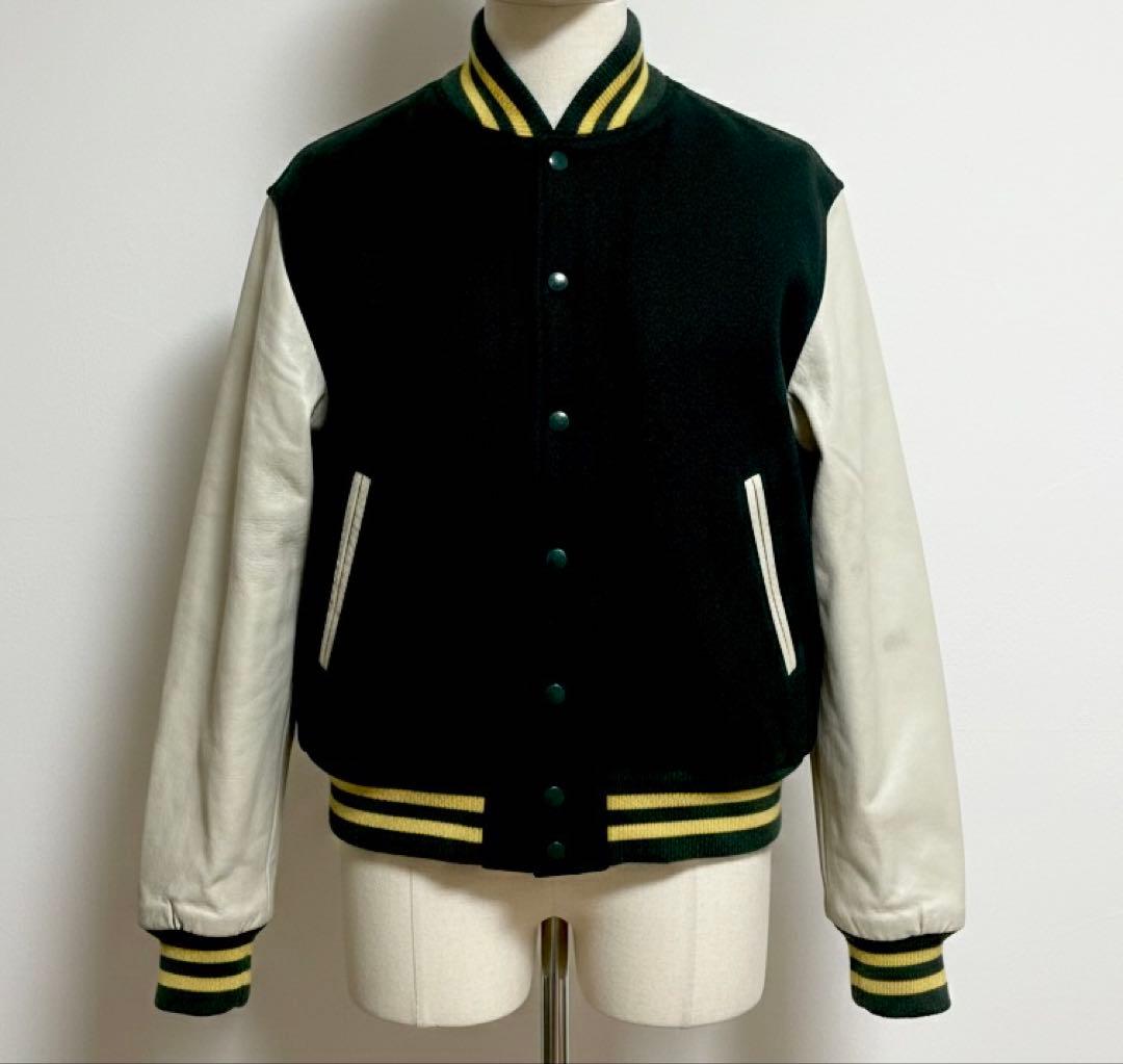 90s ゴールデンベア/made USA スタジャン レザー/クマ/キルティング