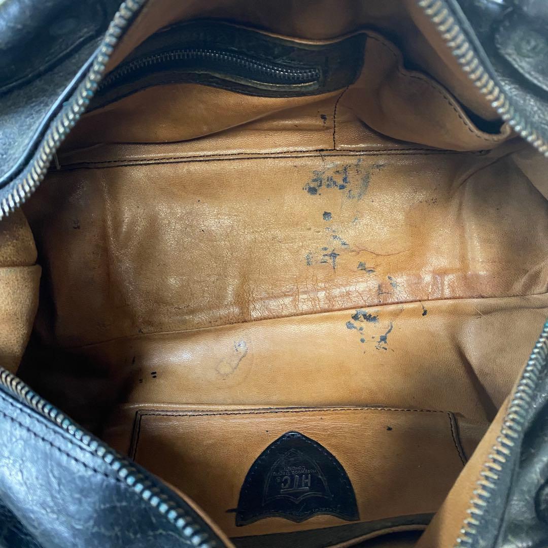 【希少】HTC ミニボストンバッグ　スタッズ　レザー　ブラック　本革