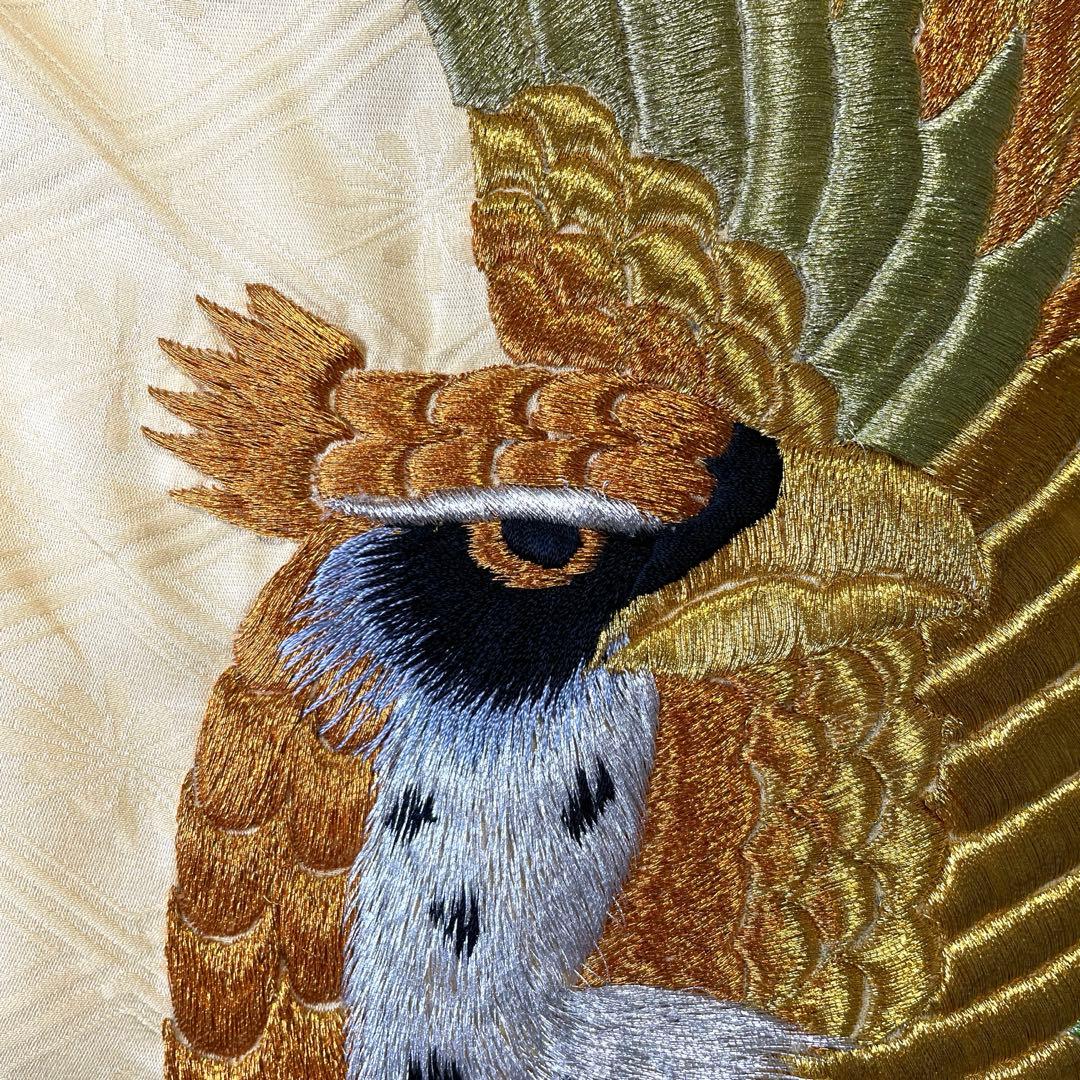 □男児正絹　お宮参り、祝着、産着　鷹総刺繍柄