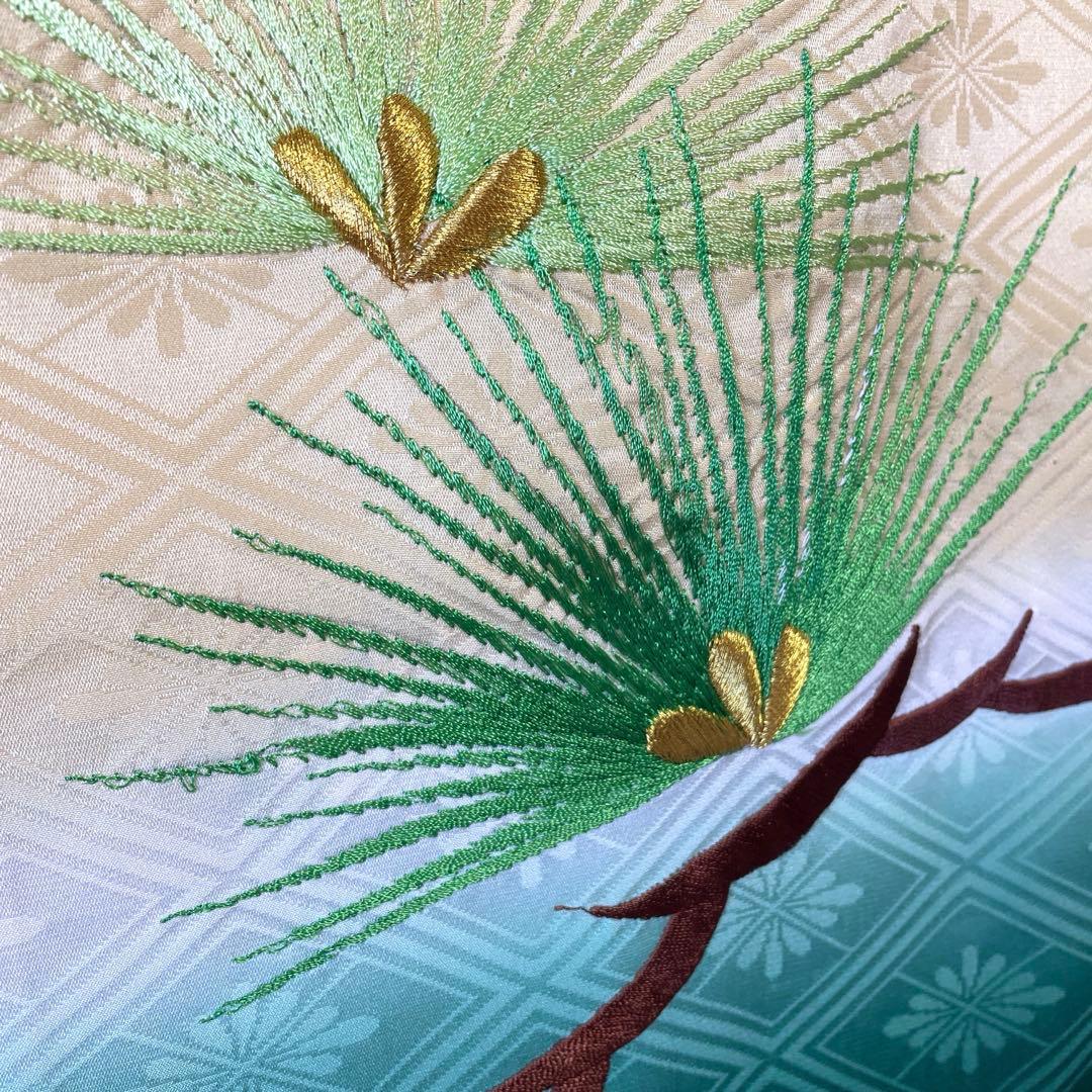 □男児正絹　お宮参り、祝着、産着　鷹総刺繍柄