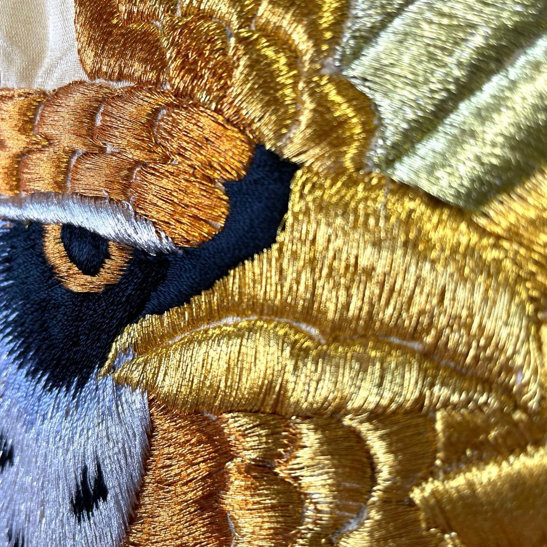 □男児正絹　お宮参り、祝着、産着　鷹総刺繍柄