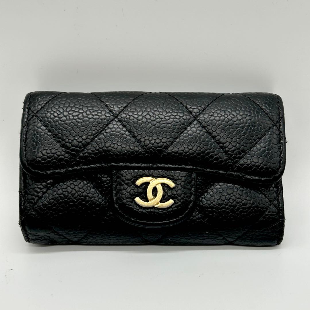 美品 CHANEL シャネル キャビアスキン レザー 6連 キーケース
