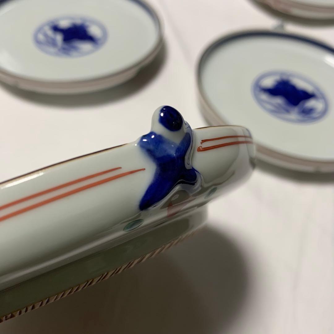 京焼 清水焼 二方花一閑人 銘々皿 5枚組 未使用