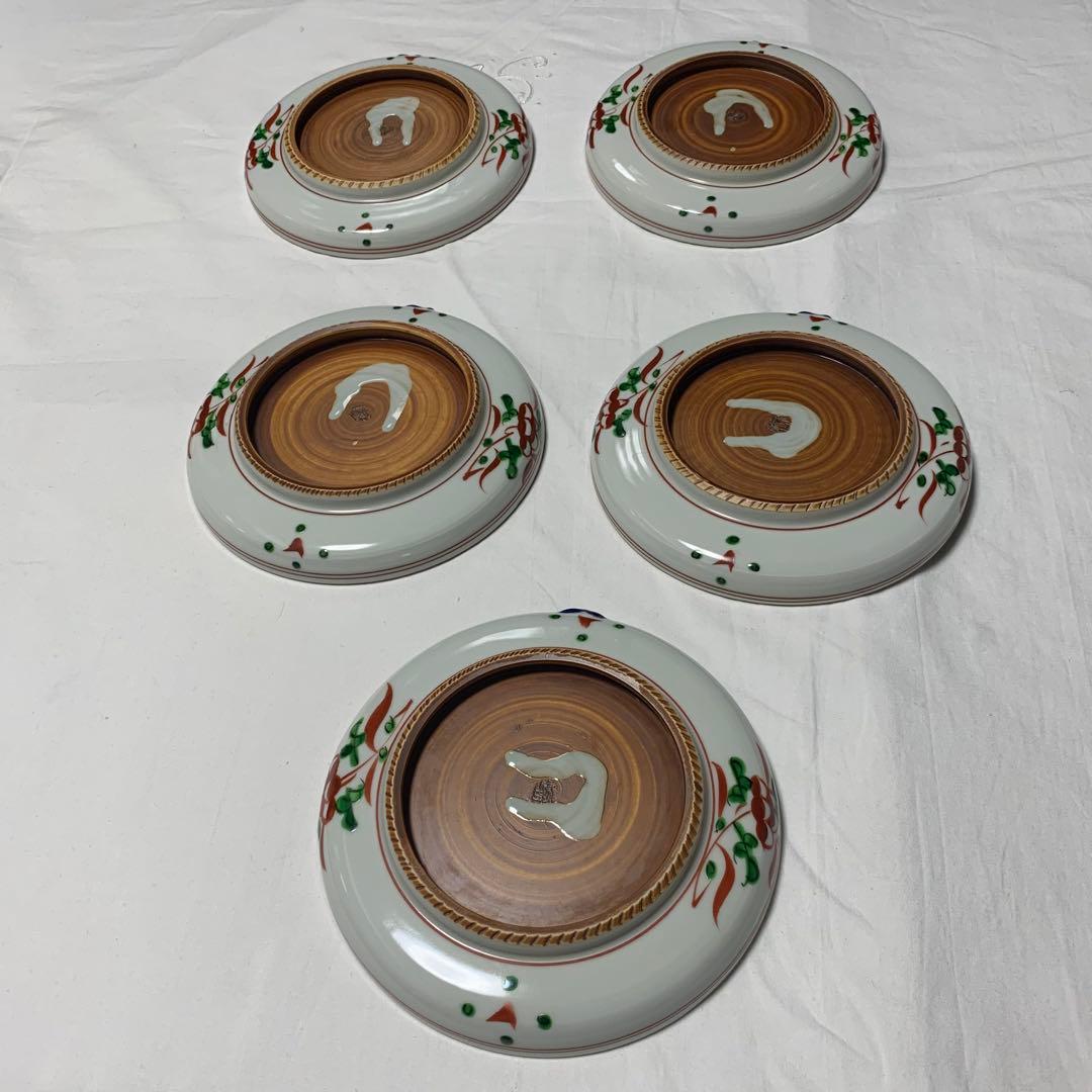 京焼 清水焼 二方花一閑人 銘々皿 5枚組 未使用