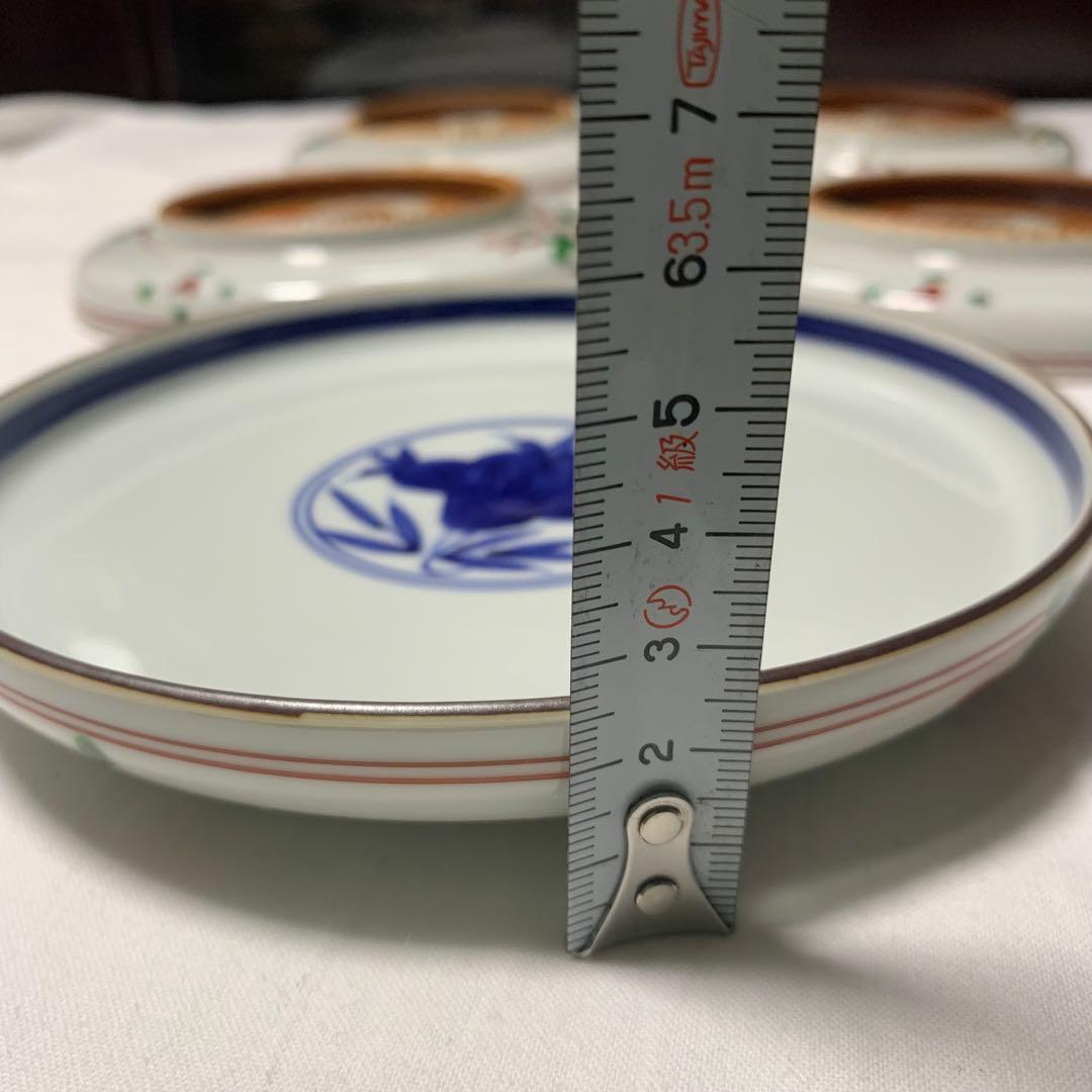 京焼 清水焼 二方花一閑人 銘々皿 5枚組 未使用