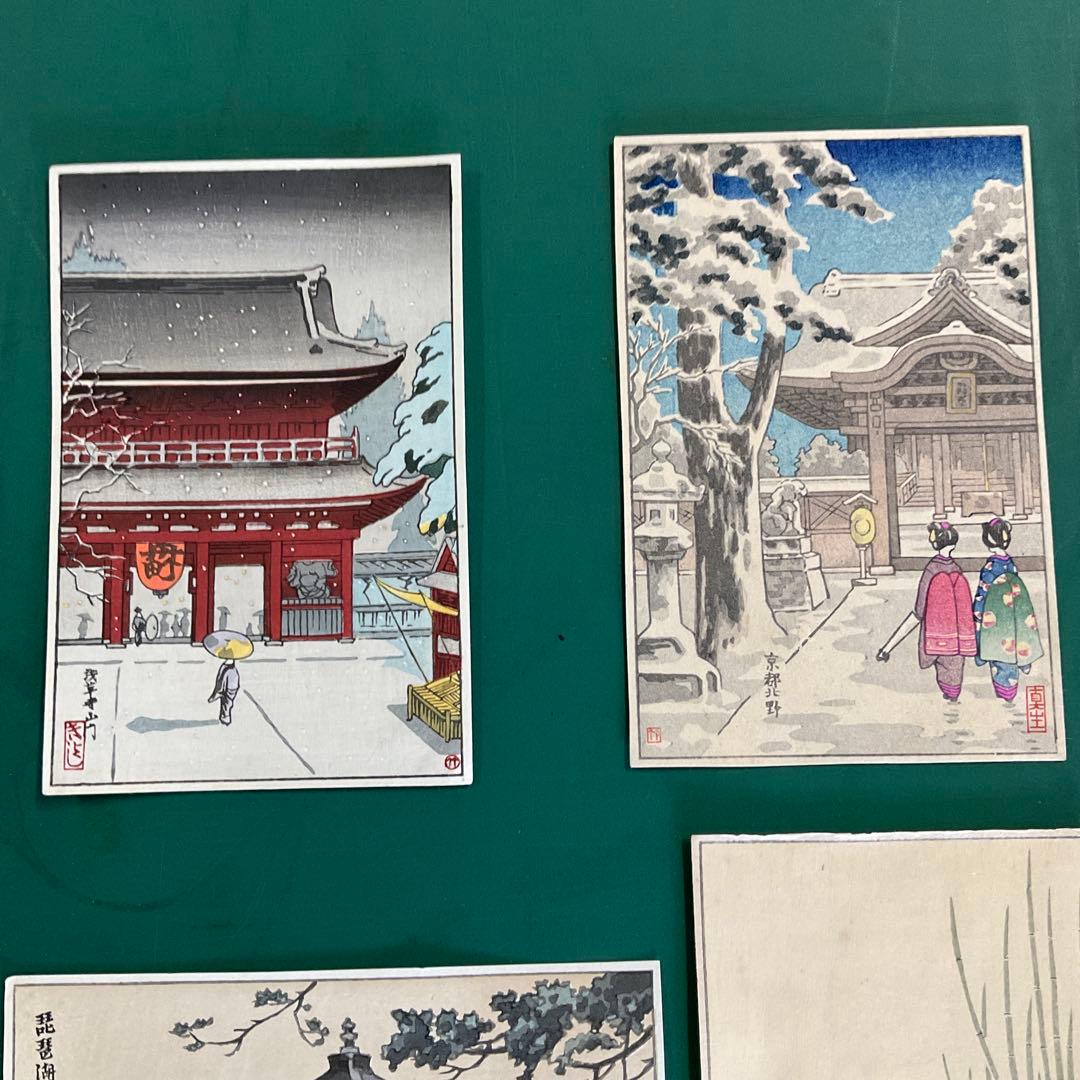 ハガキサイズ木版画　昭和10年頃のもの　8点　木版画