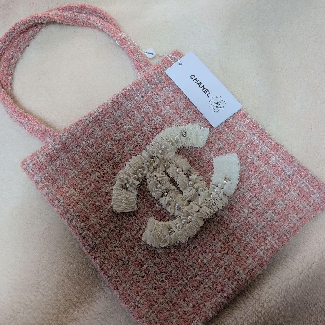 CHANEL ピンクツイードトートバッグ　シフォン　ノベルティ