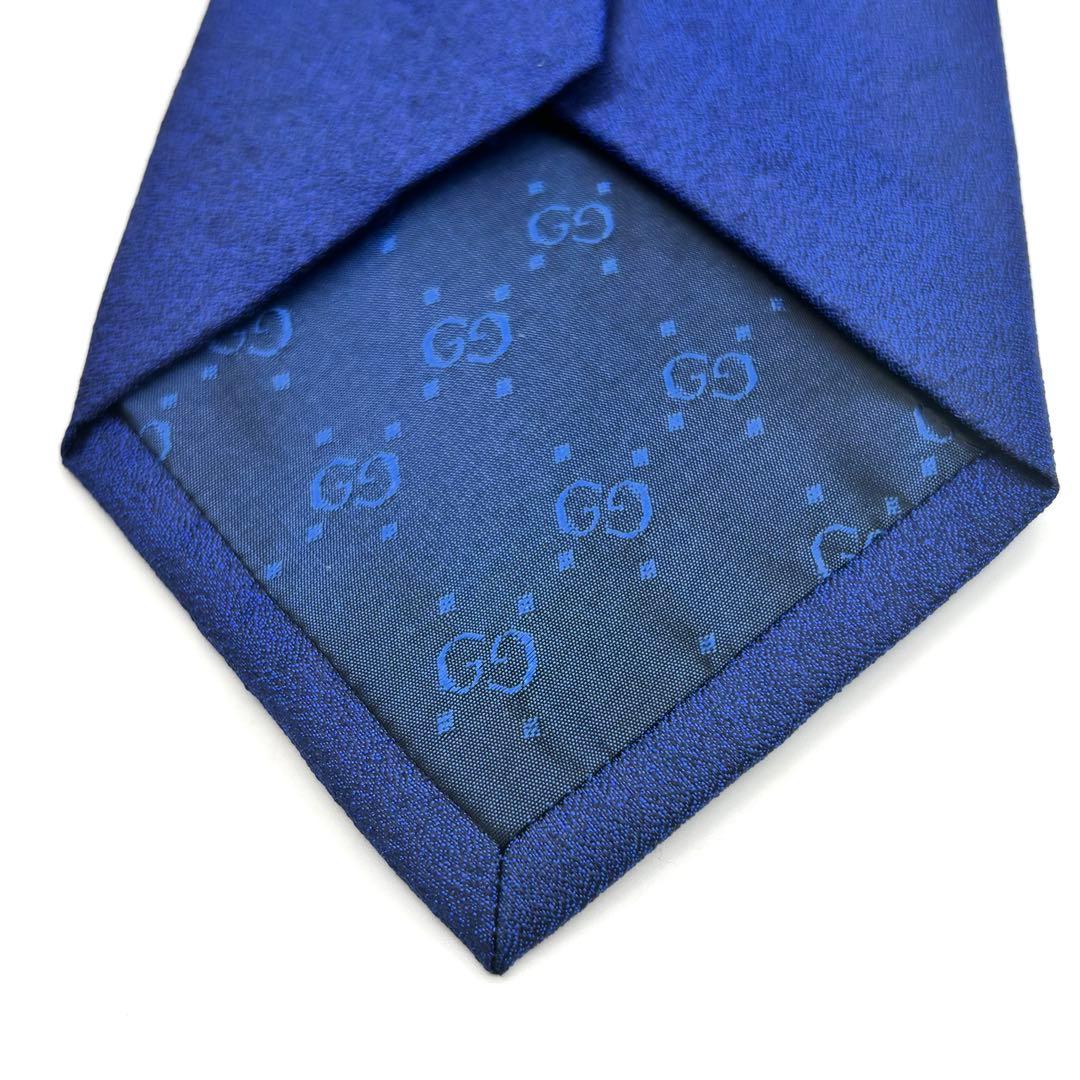 未使用級　GUCCI グッチ　ネクタイ　青　ブルー　ネイビー　無地　ソリッドタイ