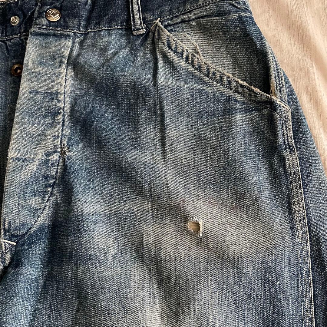 50s デニム ペインターパンツ ドーナツボタン