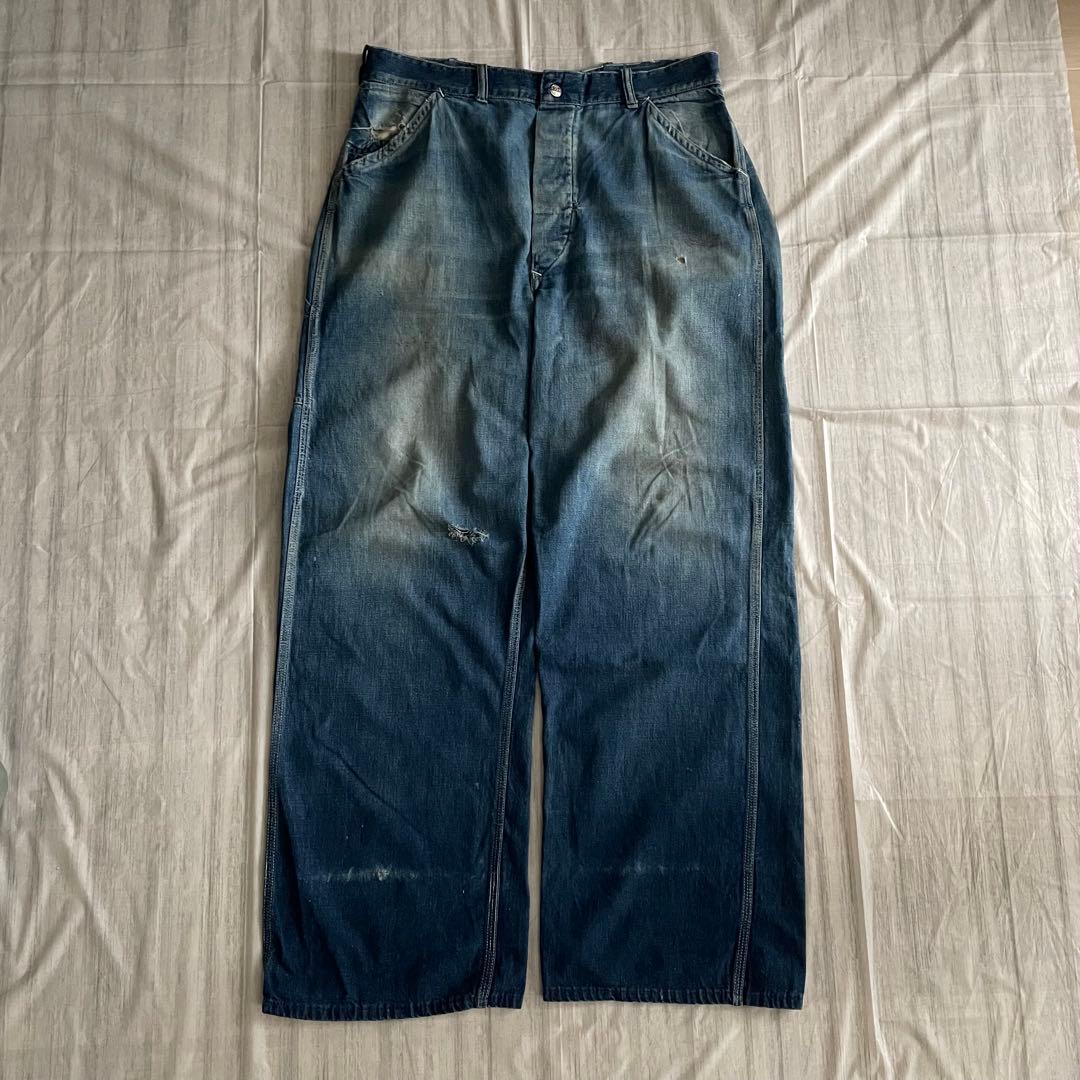 50s デニム ペインターパンツ ドーナツボタン