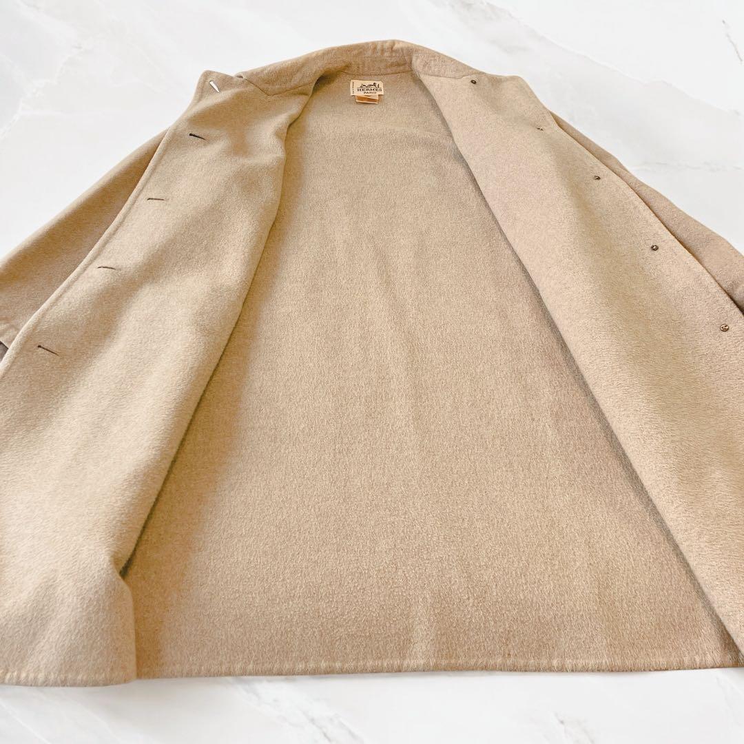エルメス　HERMES カシミヤ100% 　茶色　　コート　馬車　L〜XLロング