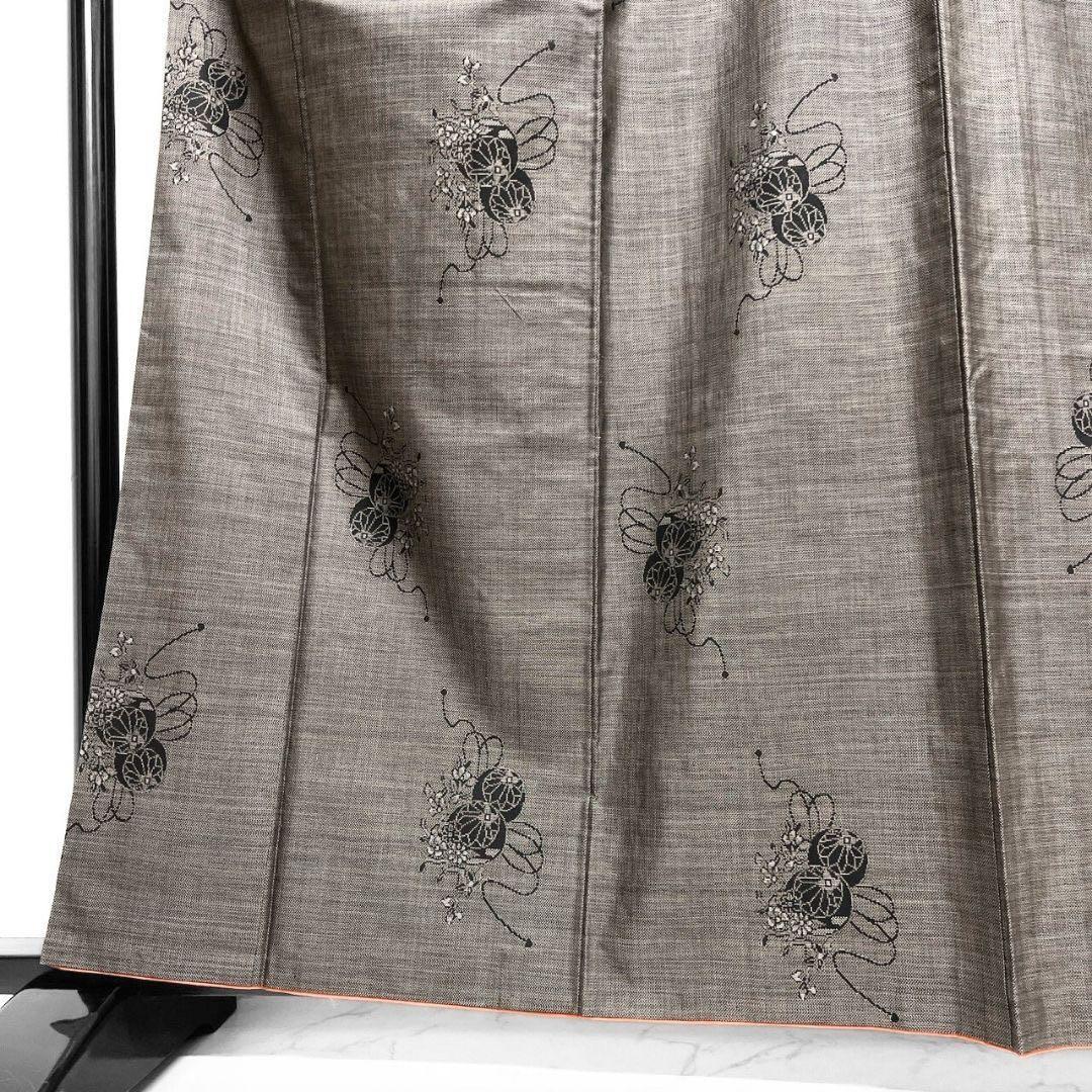 大島紬　小紋　泥染　鞠　水引　花模様　着物　015b p