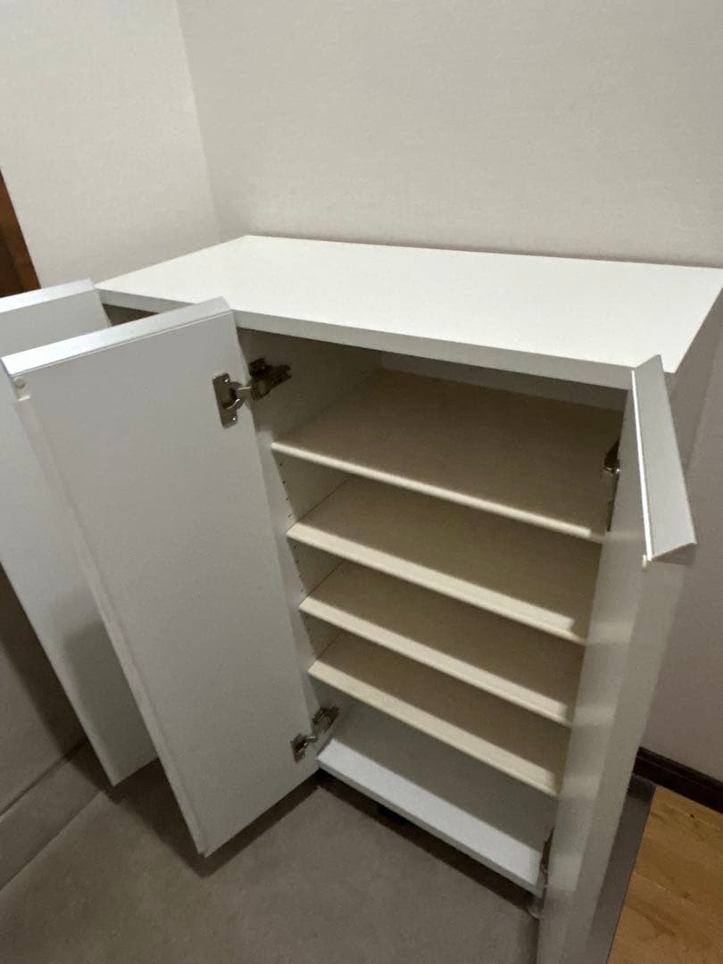 大川家具　シューズボックス　靴箱　鏡面ホワイト　ニトリ　幅75