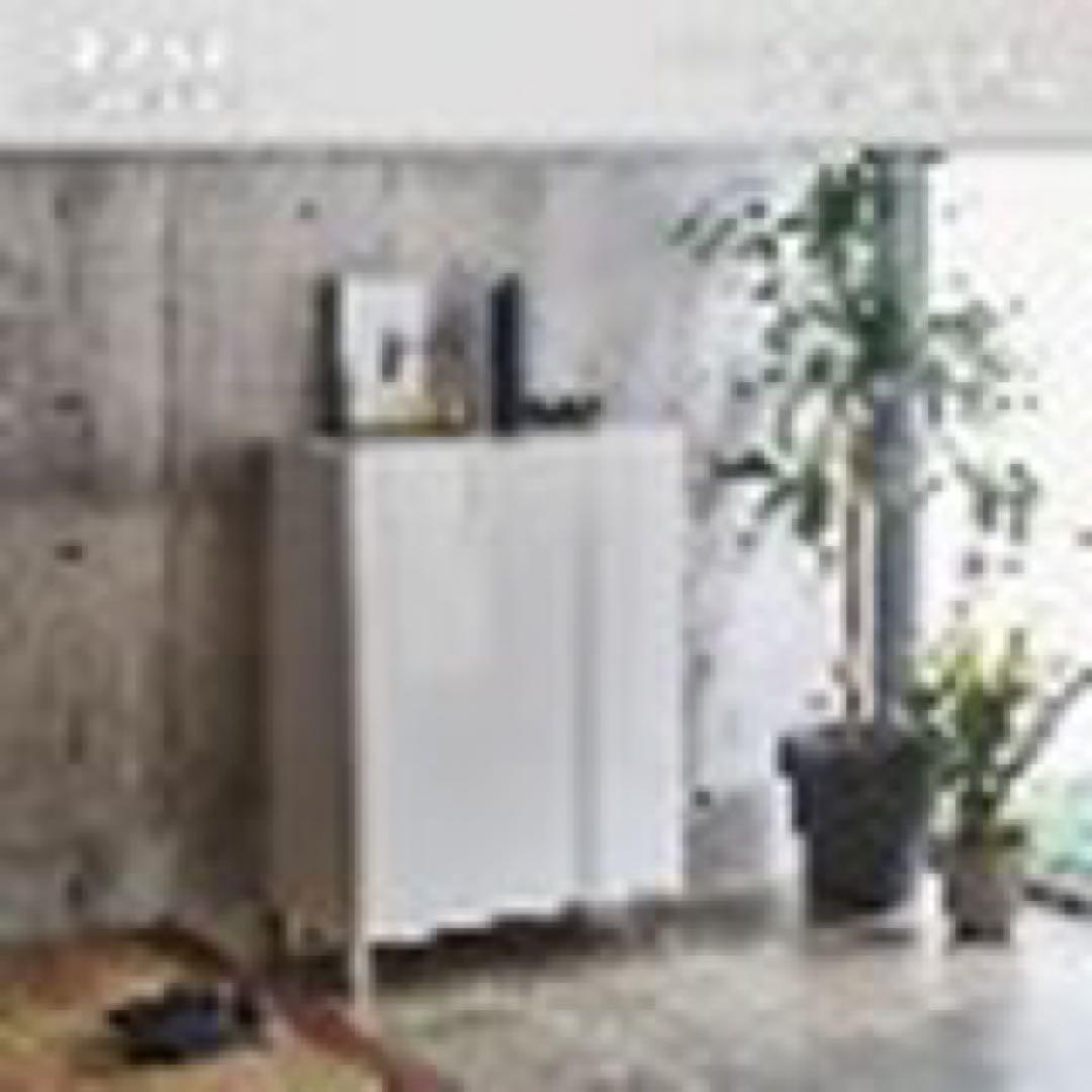 大川家具　シューズボックス　靴箱　鏡面ホワイト　ニトリ　幅75