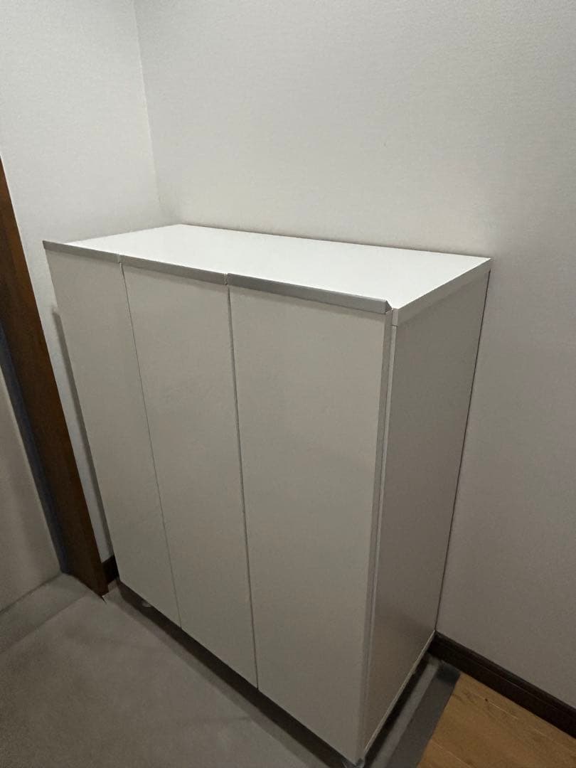 大川家具　シューズボックス　靴箱　鏡面ホワイト　ニトリ　幅75