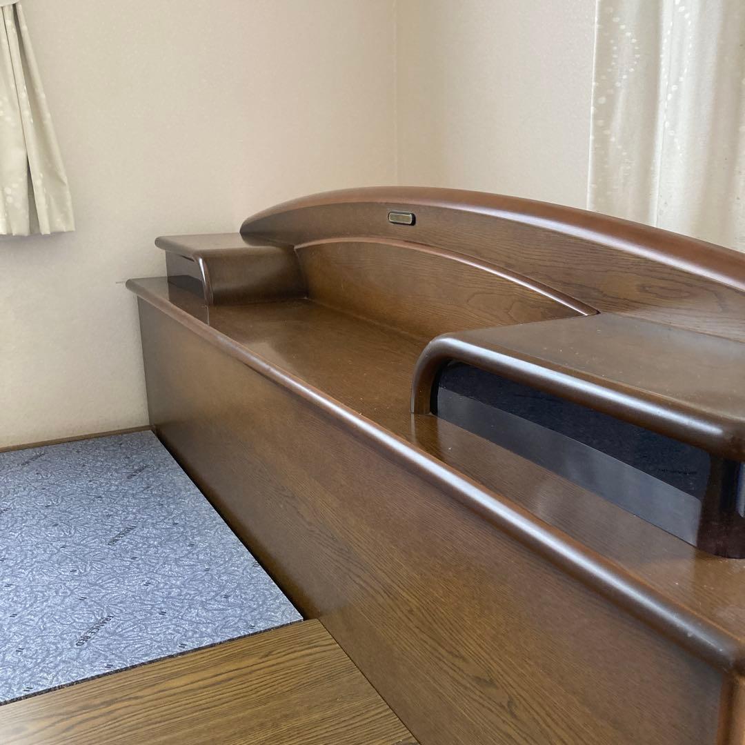 収納付きブラウンベッド　フランスベッドフレーム　クイーンサイズ