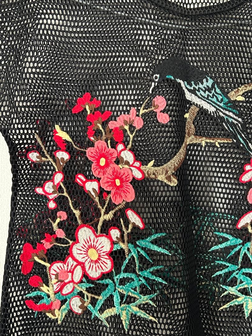VIVIENNE TAM 刺繍 メッシュ トップス 花柄 鳥