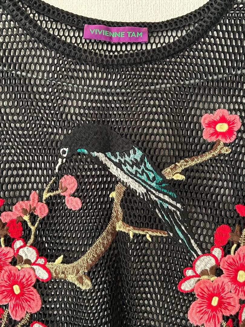 VIVIENNE TAM 刺繍 メッシュ トップス 花柄 鳥