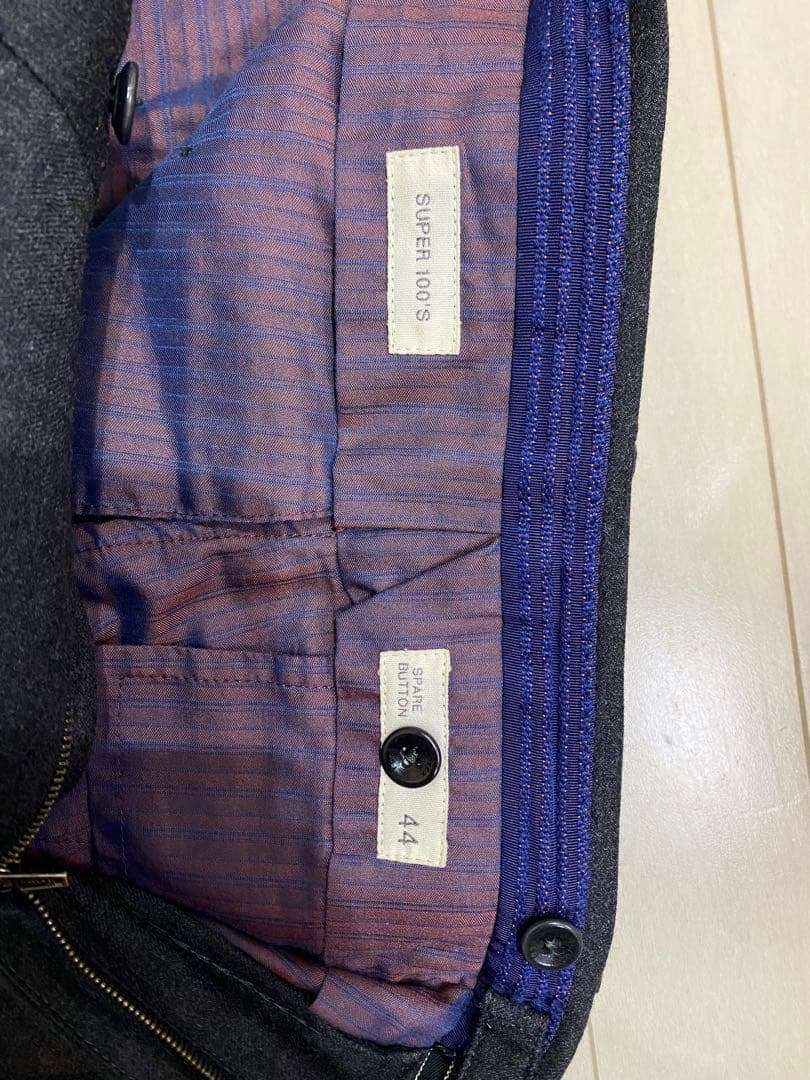 超美品インコテックス スーパー100's スリムフィット ダークグレー　44