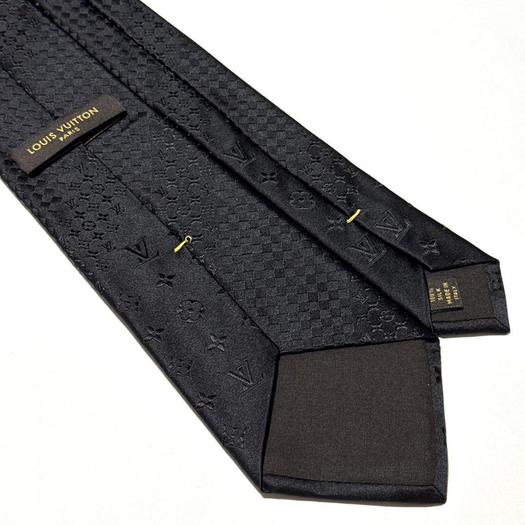 美品 ルイヴィトン ネクタイ クラヴァットミックス モノグラム ジャガード 黒