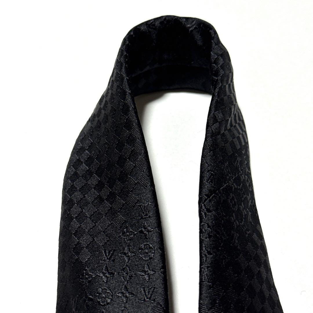 美品 ルイヴィトン ネクタイ クラヴァットミックス モノグラム ジャガード 黒