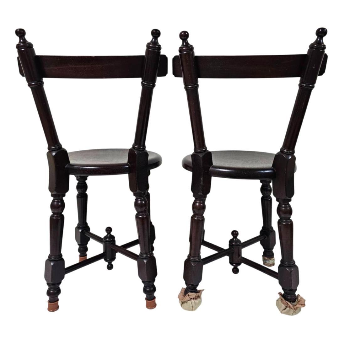 【現状渡し】九州民芸家具 南京小椅子 丸座 2脚セット② ろくろ脚 イス いす