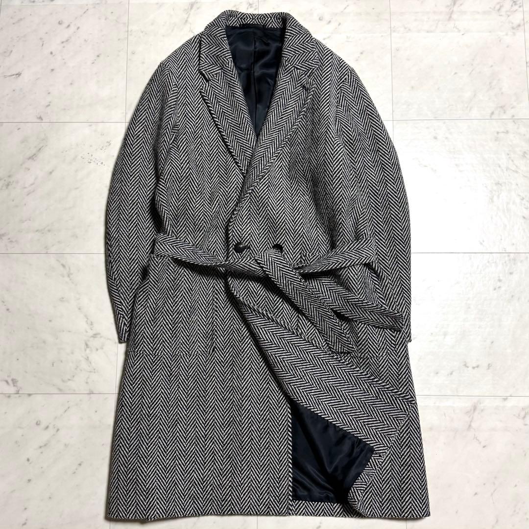 ユナイテッドアローズ ヘリンボーン チェスターベルテッドコート M(XL相当)