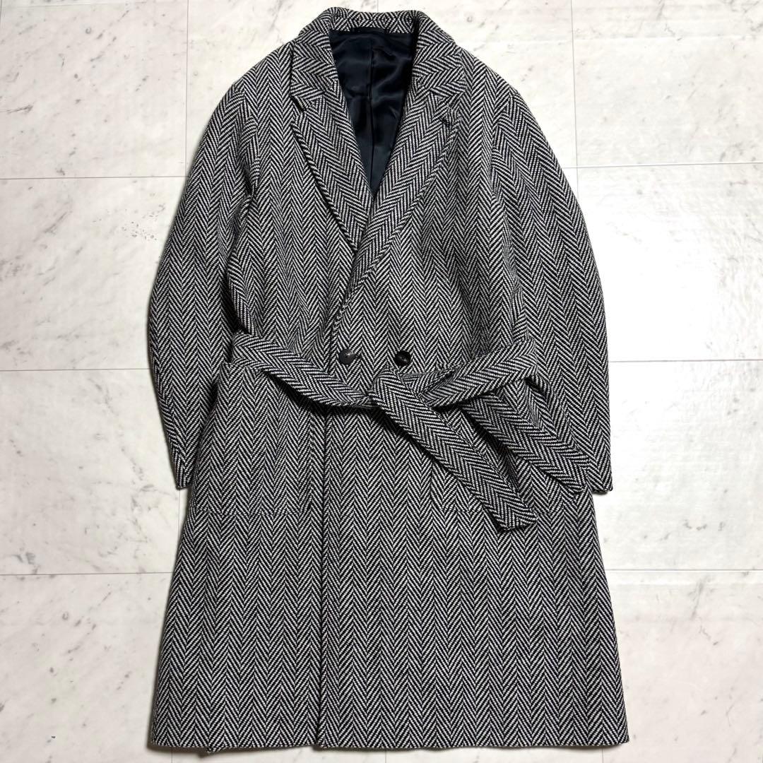 ユナイテッドアローズ ヘリンボーン チェスターベルテッドコート M(XL相当)