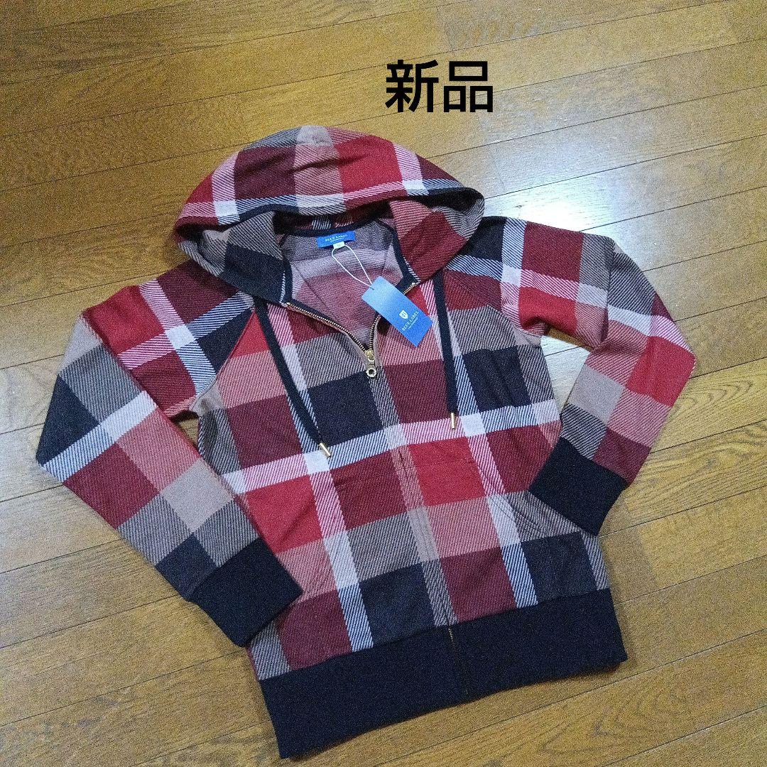 新品　ブルーレーベル　クレストブリッジ 　赤系チェックパーカー 38 バーバリー