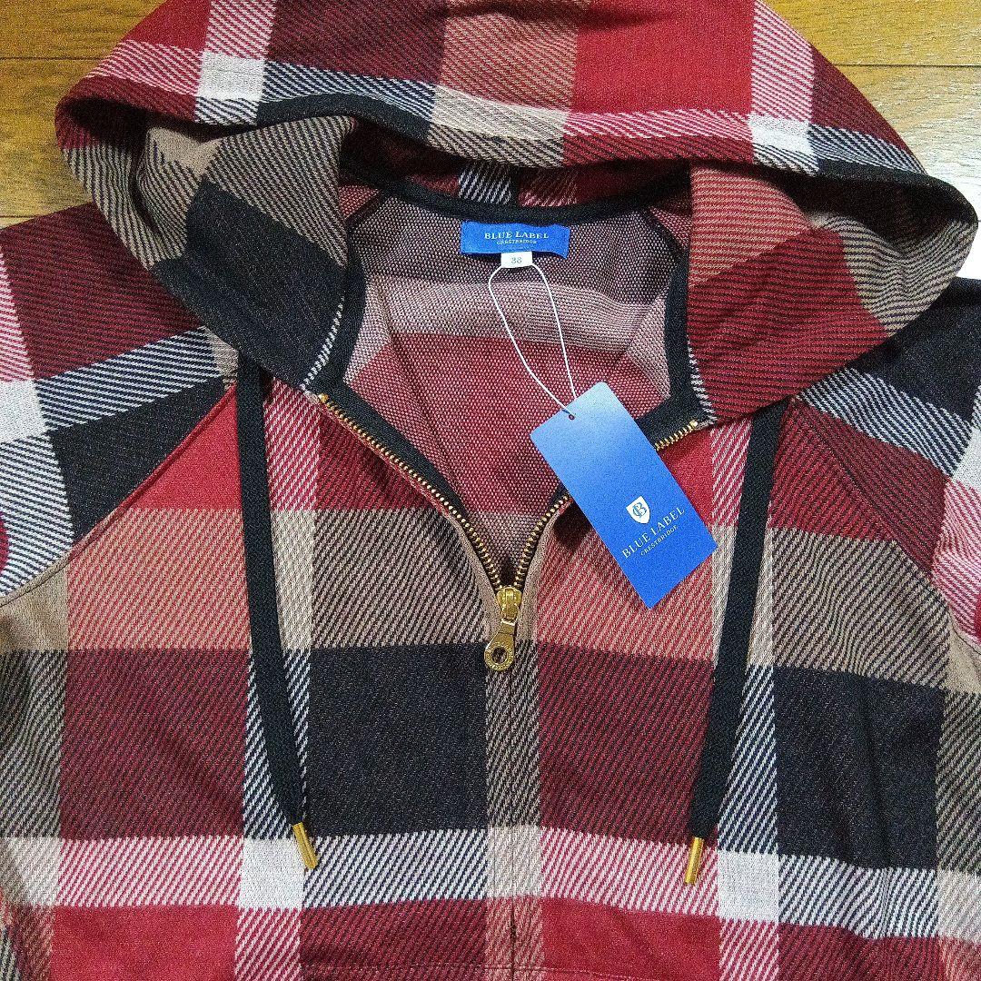 新品　ブルーレーベル　クレストブリッジ 　赤系チェックパーカー 38 バーバリー