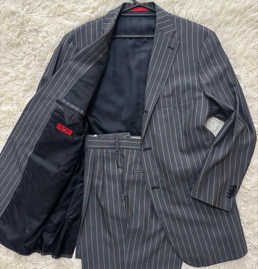 ISAIA 高級スーツセットアップ　ストライプ　大きいサイズ　XL
