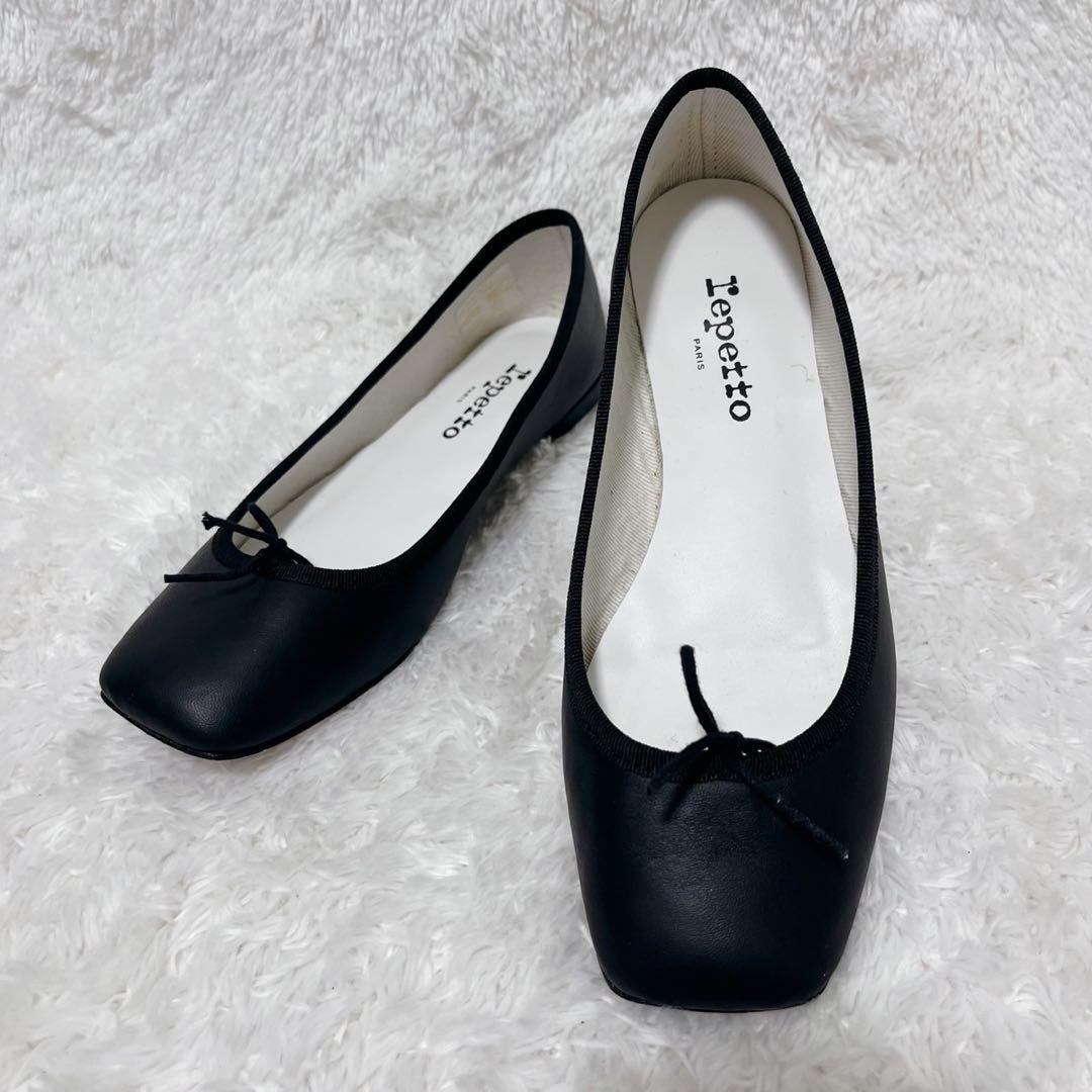 未使用級 repetto レザー バレエシューズ フラットパンプス ブラック