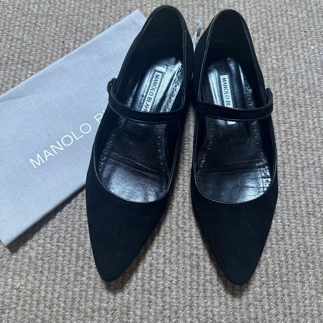 MANOLO BLAHNIK フラットシューズ メリージェーン 37.5 黒