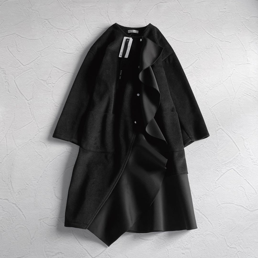 ✨新品✨Eimee Low エイミーロウ ボンディングフリルビーバーコート 黒