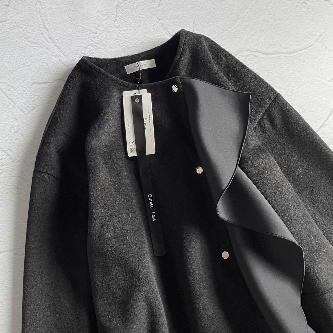 ✨新品✨Eimee Low エイミーロウ ボンディングフリルビーバーコート 黒