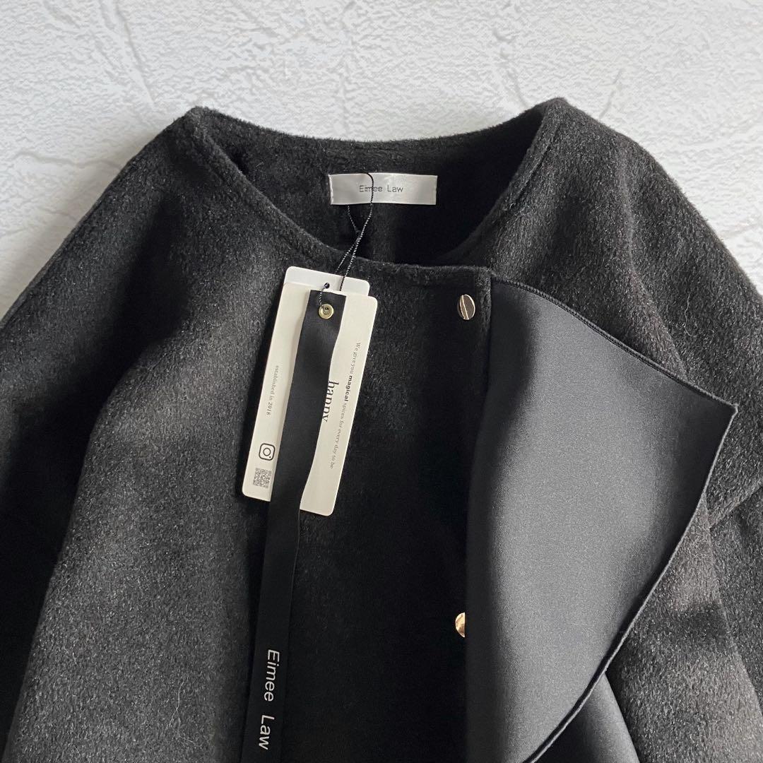 ✨新品✨Eimee Low エイミーロウ ボンディングフリルビーバーコート 黒